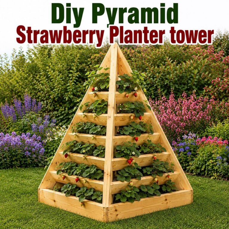 How to Build a Pyramid Strawberry Planter. Downloadable Woodworking Plans. Illustrated DIY Pyramid Project Book with Photos at Every Step.