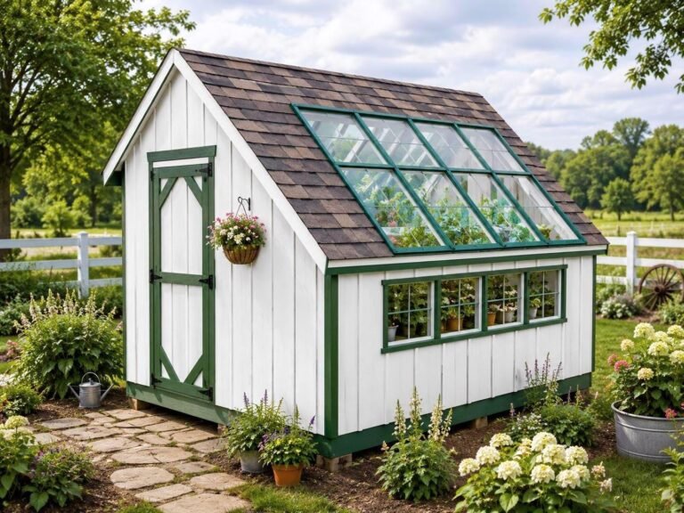 Greenhouse plan 10×12 , Large DIY Wooden Greenhouse shed with Gable Roof, Gardening room (PDF Download)