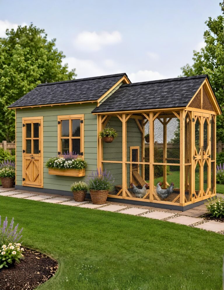 Large Walk In Chicken Coop Plans with storage shed | Chicken Run Plans PDF |Homestead Chicken House | Backyard Poultry Shelter Build