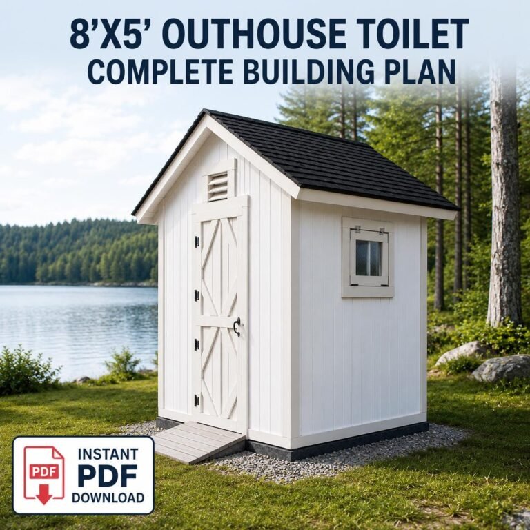 8×5 Outdoor Toilet Plans, DIY Outhouse Building Guide, Off Grid Privy Shed PDF, Woodworking Plans with Cut List