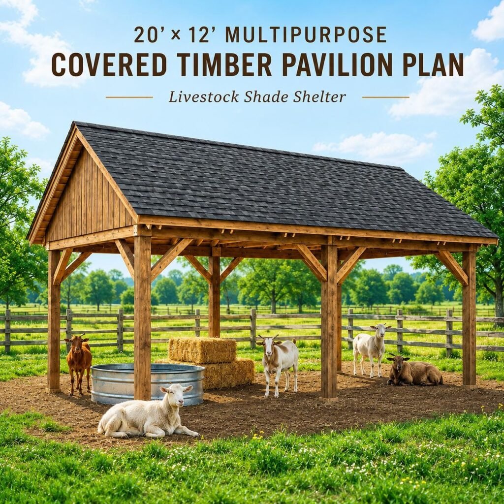 20x12 covered timber pavilion plan