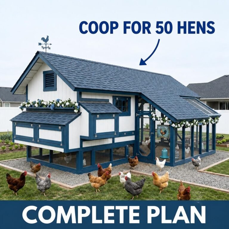 Extra Large Walk-In Chicken Coop Plans for 50 Hens, DIY Poultry Shed Woodworking Plan (PDF Download)