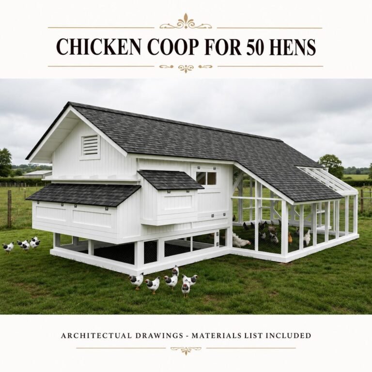Large Chicken Coop Plans PDF | DIY Farmhouse Hen House with Attached Run for 50 hens| Step-by-Step Poultry Shed Build | Digital Download