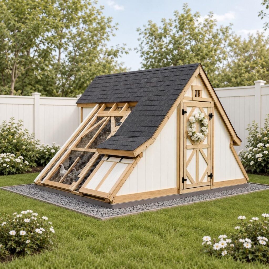 11×11 A-Frame Poultry Coop Plan | DIY Backyard Hen Enclosure Woodworking Blueprint (PDF Build Guide)