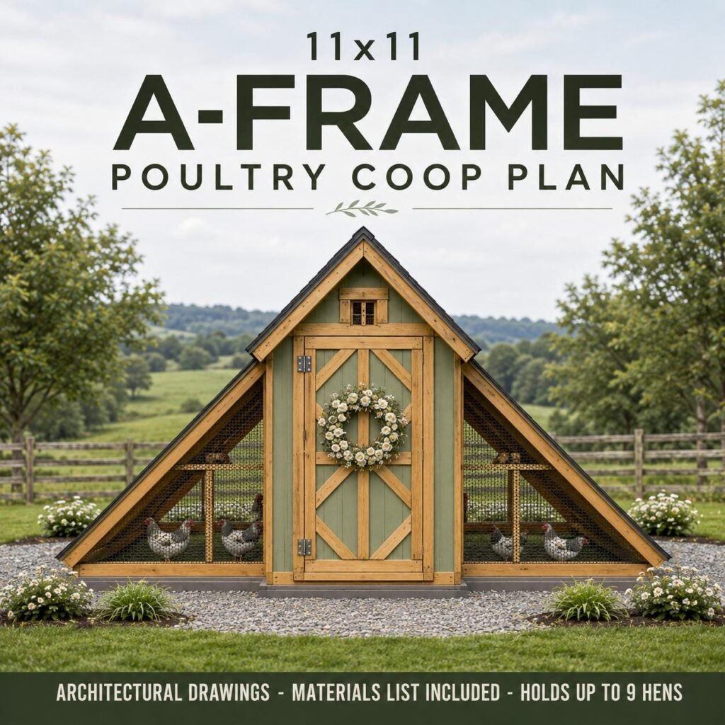 A-frame chicken coop plan for 10 hens