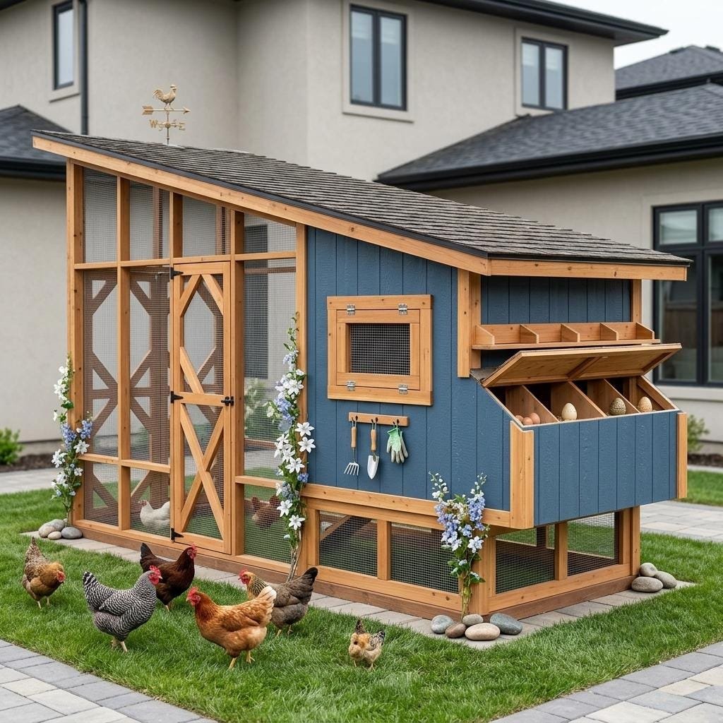 Large Chicken Coop Plans PDF | DIY Farmhouse Hen House with Attached Run | Step-by-Step Poultry Shed Build | Digital Download